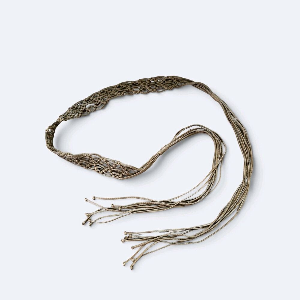 Boho Faux Leather Macrame Belt Tie Front Tassel Waist Rope Fringe Y2K
